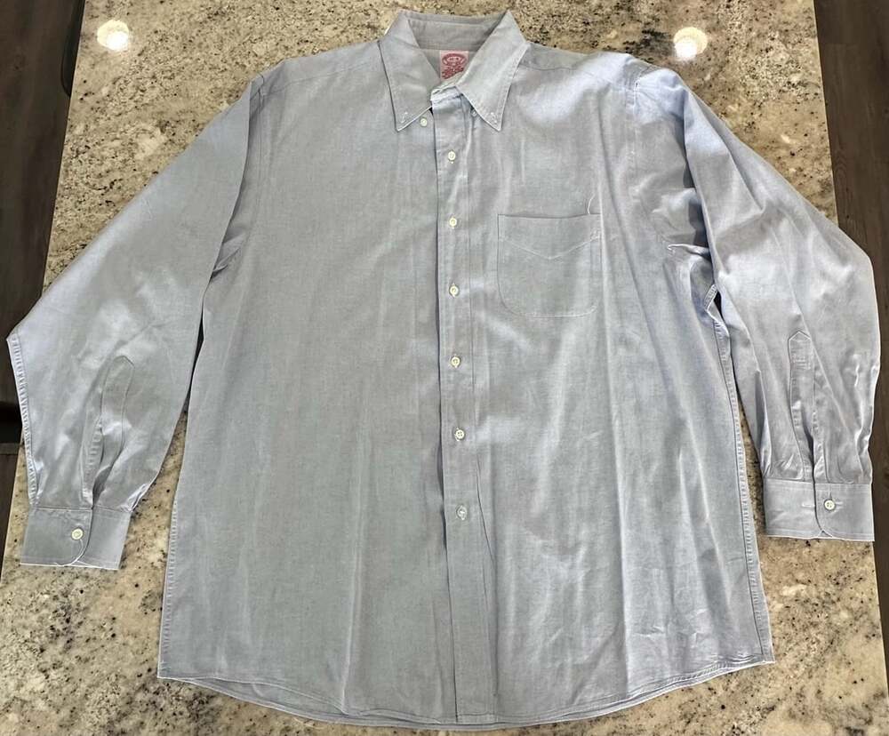 Brooks Brothers Button-Down Oxford Shirt Size 17-5 Blue Cotton Long Sleeve